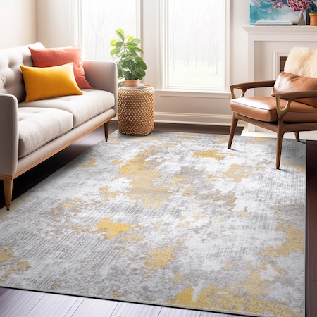 World Rug Gallery Contemporary Abstract Elegance Area Rug 3'3'' x 5' Yellow 934YELLOW3X5